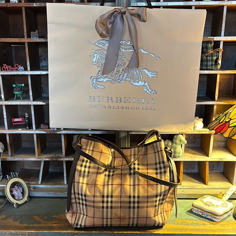 Burberry Tan Plaid Women's classic tote